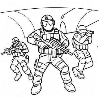 Rainbow Six Siege actionscen färgläggningssida | Rainbow Six Siege målarbild