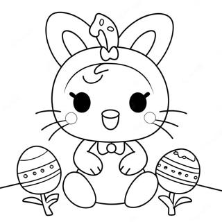 Hello Kitty påskhare färgläggningssida | Hello Kitty Påsk målarbild