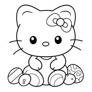Hello Kitty med färgglada ägg färgläggningssida | Hello Kitty Påsk målarbild