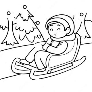 Sleighåkning Kul i Snön Målarbild | Kälkåkning målarbild