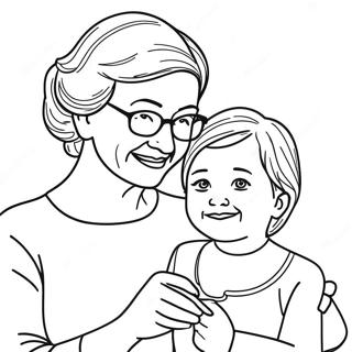 Mormor och Barnbarn Målarbok | Mormor och Barnbarn målarbild
