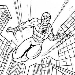 Spiderman 2099 Svingar Genom Staden Färgläggningssida | Spindelmannen 2099 målarbild