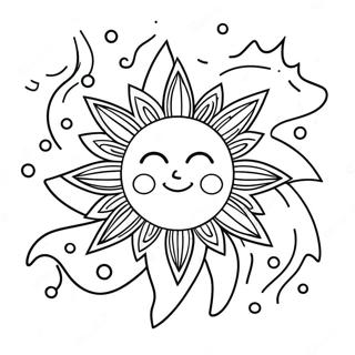 Midsommarsolståndets Sol Målarbok | Sommarsolstånd målarbild