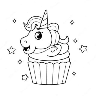 Glittrig Enhörning Muffins Färgläggningssida | Enhörningsmuffins målarbild