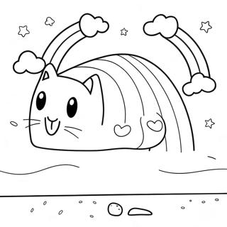 Nyan Cat med Regnbågsbana Målarbild | Nyan Katt målarbild