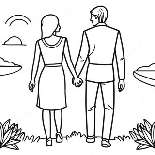 Romantiskt Par som Håller Händer Målarbild | Romantiskt Par målarbild