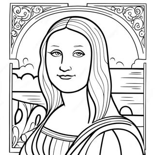 Mona Lisa klassisk porträtt färgläggningssida | Mona Lisa målarbild