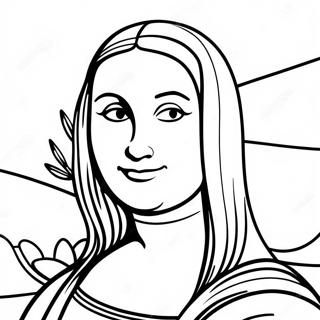 Mona Lisa ler färgläggningssida | Mona Lisa målarbild
