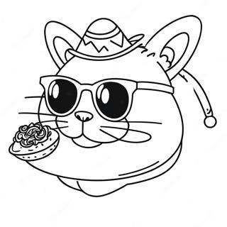 Rolig taco katt med solglasögon färgläggningssida | Taco Katt målarbild