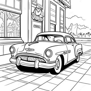 1950-tals Retro Bil Målarbild | 1950-tals Retro målarbild