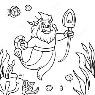 Majestätisk Kung Triton Underwater Scen Målarbild | Kung Triton målarbild