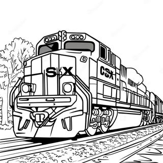 Färgglatt CSX godståg färgläggningssida | CSX Tåg målarbild