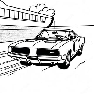 1969 Dodge Charger racing action färgläggningssida | 1969 Dodge Charger målarbild