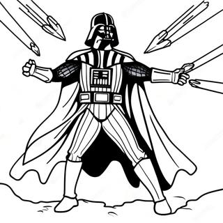Darth Vader i strid färgläggningssida | Star Wars-logotyp målarbild