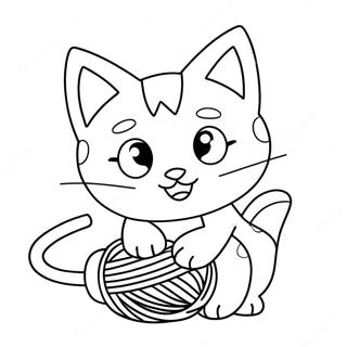 Söt Litten som leker med garn färgläggningssida | Litten målarbild