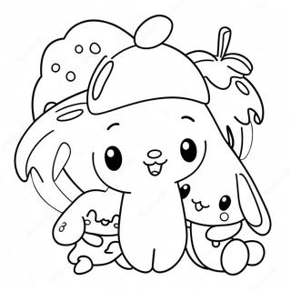 Cinnamoroll med Söta Vänner Färgläggningssida | Cinnamoroll målarbild