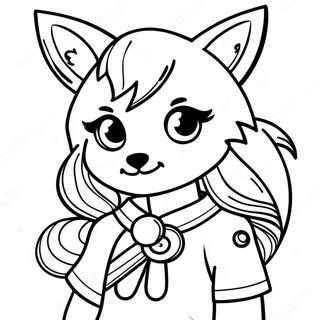 Äventyrlig räv animeflicka färgläggningssida | Räv Anime Flicka målarbild