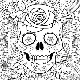 Elegant ros skull med intrikata detaljer att färglägga | Ros Skalle målarbild