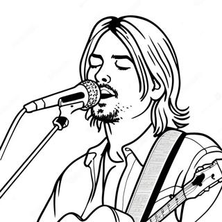 Kurt Cobain sjunger färgläggningssida | Nirvana målarbild
