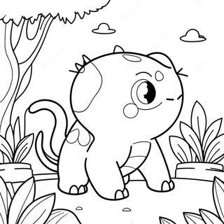 Söt Bulbasaur i en trädgård att färglägga | Bulbasaur målarbild