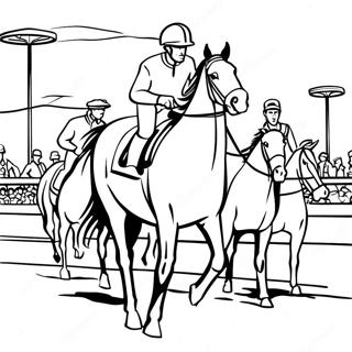 Derby hästkapplöpningsscen färgläggningssida | Derby målarbild