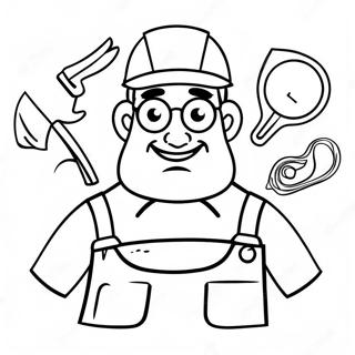 Handyman Hal med verktyg färgläggningssida | Handyman Hal målarbild
