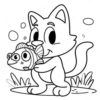 Big the Cat med fisk färgläggningssida | Stora katten Sonic målarbild