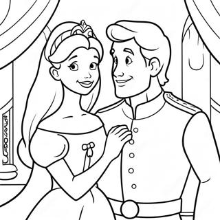 Charmig Disneyprinsessa och prins färgläggningssida | Disneypar målarbild