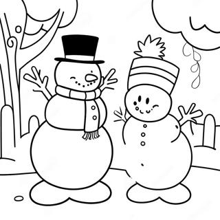 Frosty snögubbe med vänner färgläggningssida | Frosty Snögubben målarbild