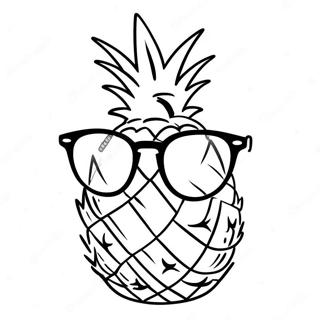 Söt ananas med solglasögon att färglägga | Ananas målarbild