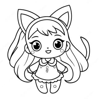 Söt Miku med kattöron färgläggningssida | Miku målarbild