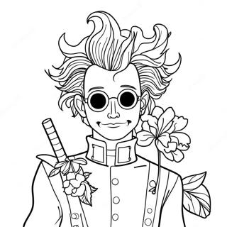 Edward Scissorhands med blommor att färglägga | Edward Scissorhands målarbild