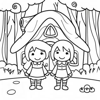 Fantasifull Hans och Greta i Skogen Målarbild | Hans och Greta målarbild