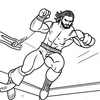 Seth Rollins Högflygande Action Målarbild | Seth Rollins WWE målarbild