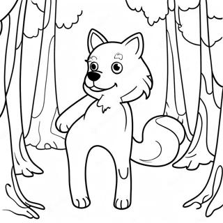 Roxanne Wolf i en Spöklik Skog Målarbild | Roxanne Wolf målarbild