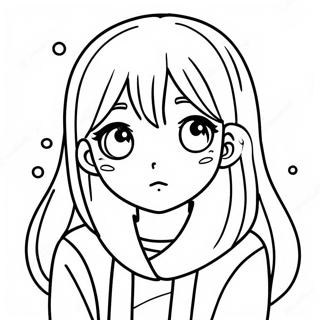 Ledsen Anime Flicka med Tårar Målarbild | Ledsen Anime Flicka målarbild