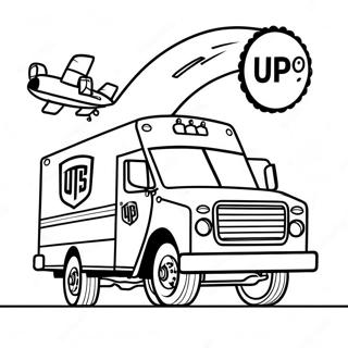 UPS Leveranslastbil Färgläggningssida | UPS målarbild