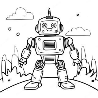 Äventyrlig Vild Robot Färgläggningssida | Den Vilda Roboten målarbild