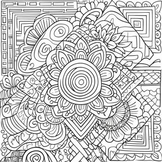 Hmong Traditionella Mönster Färgläggningssida | Hmong målarbild