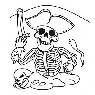 Piratskelett Färgläggningssida | Piratskelett målarbild