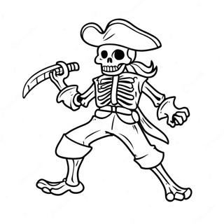 Fruktansvärt Piratskelett med Svärd Färgläggningssida | Piratskelett målarbild