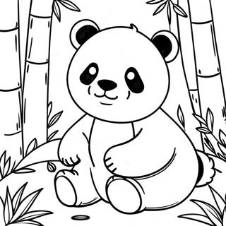 Söt panda bland bambu färgläggningssida | Bambu målarbild