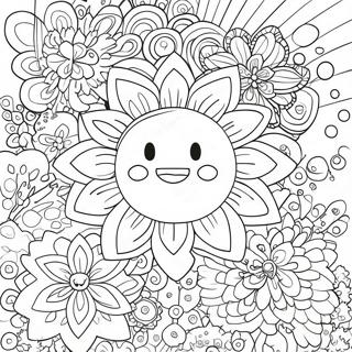 Takashi Murakami Blomma Målarbok | Takashi Murakami målarbild