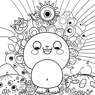 Färgglad Takashi Murakami Karaktär Målarbok | Takashi Murakami målarbild