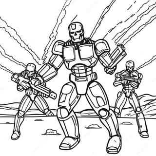 Futuristisk Terminator Strid Målarbok | Terminator målarbild