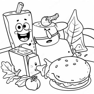 SpongeBob Thanksgiving-fest färgläggningssida | SpongeBob Tacksägelse målarbild