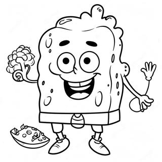 SpongeBob med kalkon färgläggningssida | SpongeBob Tacksägelse målarbild