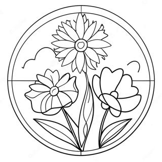 Färgläggningssida med Färgglad Solfångare med Blommor | Solfångare målarbild