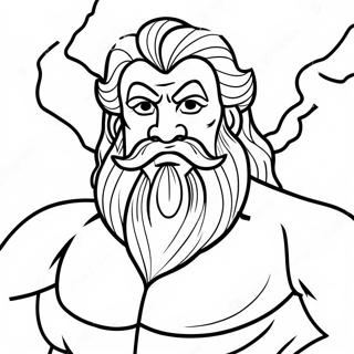 Mäktiga Zeus med blixt färgläggningssida | Zeus målarbild
