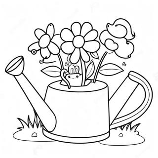 Söt Vattenspruta med Blommor Målarbild | Vattenspruta målarbild